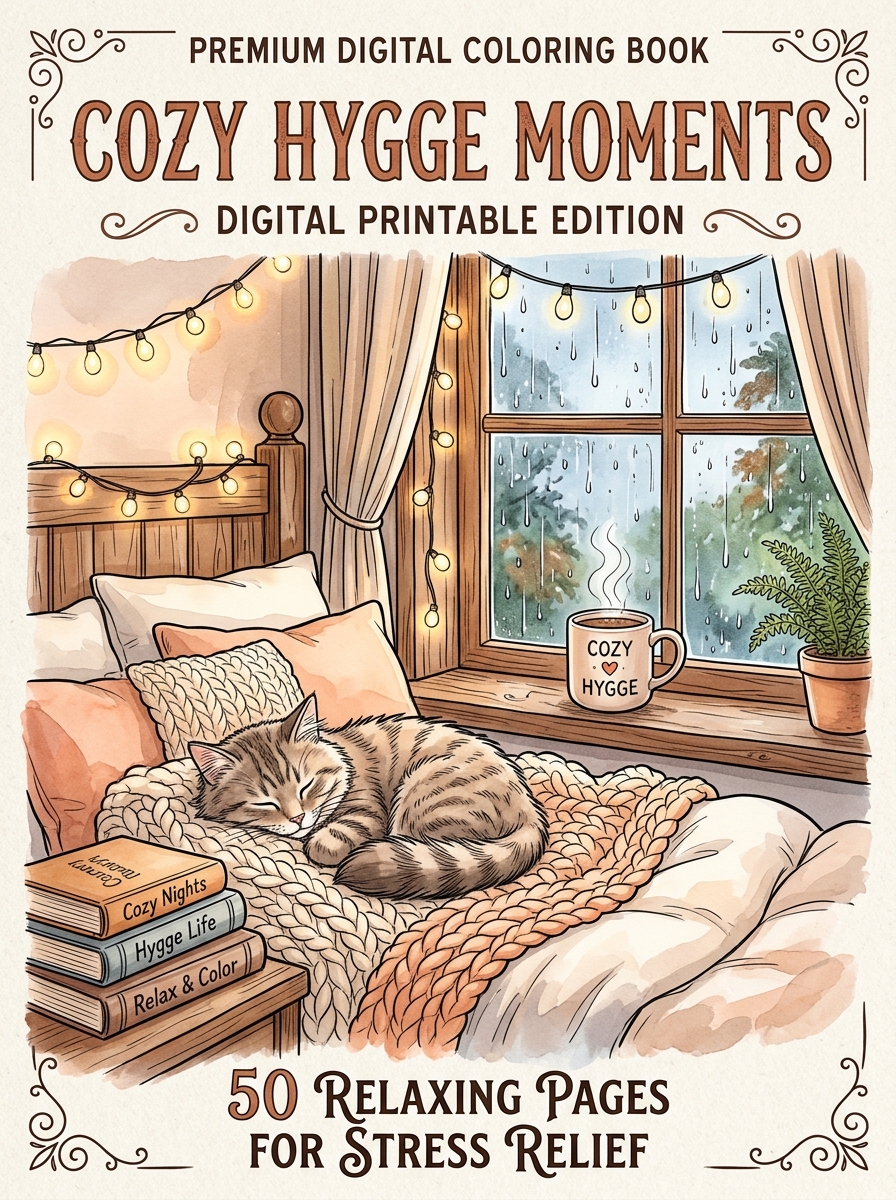 Cozy Hygge Moments Digital Coloring Book